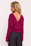 Elegant Wrap-Around Striped Women's Sweater with Deep Neckline