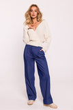 Striped Knit Wrap Sweater with Deep Neckline for Women