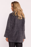 Oversized Teddy Bear Coat with Decorative Snap and Pockets