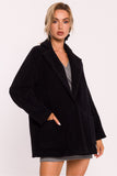 Oversized Teddy Bear Fabric Women's Coat with Snap Closure