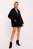 Oversized Teddy Bear Fabric Women's Coat with Snap Closure