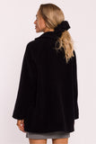 Oversized Teddy Bear Fabric Women's Coat with Snap Closure