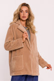 Oversized Teddy Bear Coat with Snap Closure and Pockets