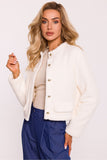 Elegant Teddy Bear Fabric Women's Sweatshirt with Gold Buttons