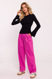 Elegant Ribbed Cotton Knit Fitted Blouse with Long Sleeves
