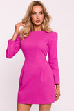 Cotton Mini Dress with Long Sleeves and Waist Cut Design