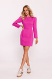 Cotton Mini Dress with Long Sleeves and Waist Cut Design