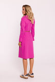 Elegant Cotton Shirt-Style Dress with Belt and Button Cuffs