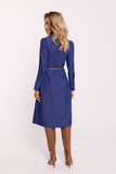 Elegant Cotton Shirt Style Dress with Belt - Made in Poland