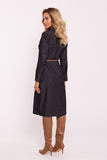 Elegant Cotton Shirt Dress with Belt and Classic Collar