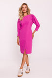 Elegant Cotton Pencil Dress with Geometric Stitching