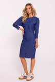 Elegant Pencil Dress with Geometric Stitching and Slit