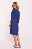 Elegant Pencil Dress with Geometric Stitching and Slit