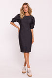 Elegant Pencil Dress with Geometric Stitching & Slit