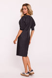 Elegant Pencil Dress with Geometric Stitching & Slit
