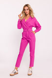 Elegant Cotton Women's Jumpsuit with Wrap Top and Pockets