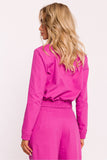 Chic Cotton Bomber Jacket with Snaps and Ribbed Collar
