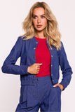 Chic Cotton Women's Bomber Jacket with Snap Fasteners