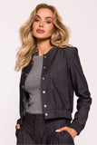 Chic Cotton Women's Bomber Jacket with Snap Closure