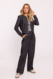 Chic Cotton Women's Bomber Jacket with Snap Closure