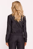 Chic Cotton Women's Bomber Jacket with Snap Closure