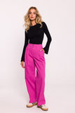 Elegant Wide-Leg Cotton Women's Pants with Darts and Pockets
