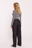 Elegant Wide-Leg Cotton Pants with Darts and Pockets