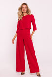 Elegant Wide-Leg Jumpsuit with Double-Layered Top and Pockets