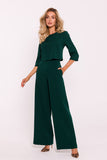 Chic Wide-Leg Women's Jumpsuit with Short Sleeves & Pockets