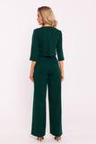 Chic Wide-Leg Women's Jumpsuit with Short Sleeves & Pockets