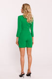 Elegant Short Jumpsuit with Jacket Collar and Tie Detail
