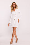 Elegant Collar Jacket Dress with Gold Buttons and Zipper