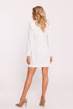 Elegant Collar Jacket Dress with Gold Buttons and Zipper