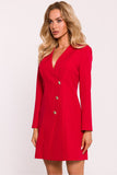 Elegant Jacket-Style Dress with Collar and Gold Buttons