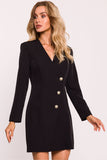 Elegant Collar Jacket Dress with Gold Button Details