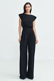 Elegant Boat Neck Jumpsuit with Palazzo Trousers