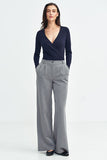Elegant Wide Leg Relaxed Fit Women's Pants with Pleats