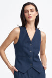 Elegant Tennis-Style Vest with Button Front and Imitation Pockets