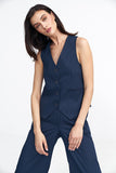 Elegant Tennis-Style Vest with Button Front and Imitation Pockets