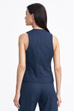 Elegant Tennis-Style Vest with Button Front and Imitation Pockets