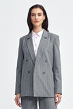 Elegant Oversized Blazer with Tennis-Style Stripes