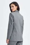 Elegant Oversized Blazer with Tennis-Style Stripes