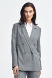 Elegant Oversized Blazer with Tennis-Style Stripes