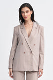 Elegant Oversized Jacket with Tennis-Style Stripes