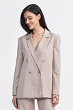 Elegant Oversized Jacket with Tennis-Style Stripes