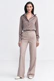 Elegant High-Waist Bootcut Pants with Tennis-Style Stripes