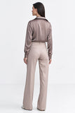 Elegant High-Waist Bootcut Pants with Tennis-Style Stripes