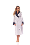 Elegant Women's Bathrobe with Pockets and Stylish Piping