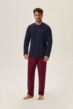 Cozy Two-Tone Men's Pajama Sleep Set with Motif