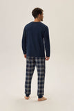 Cozy Navy Blue Cotton Knit Pajamas for All Seasons